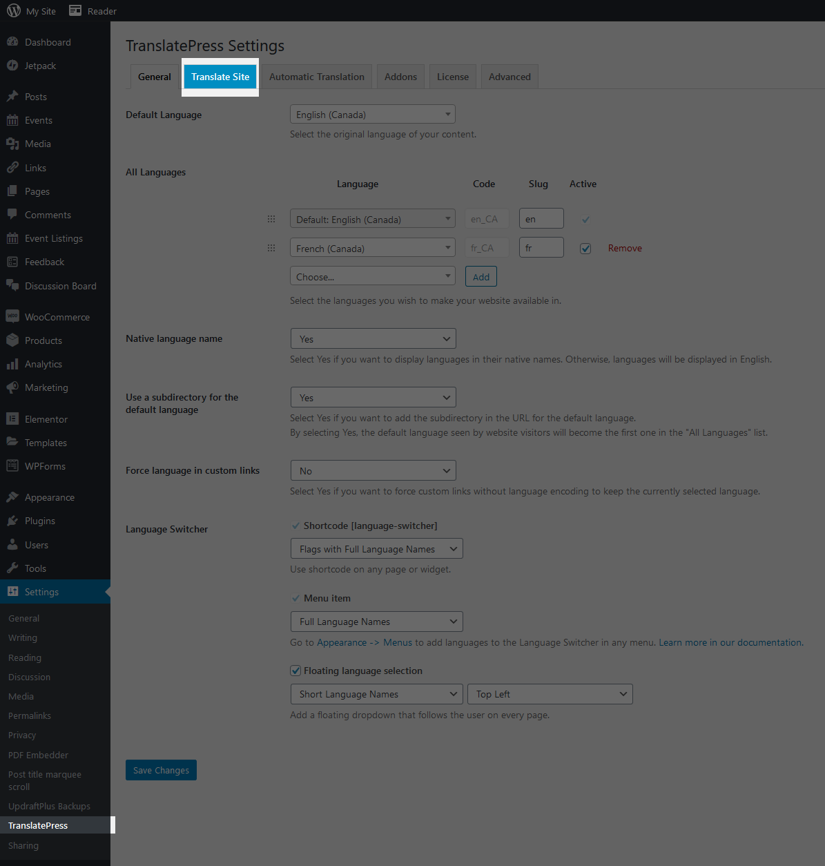 Accessing the Translation Editor from the TranslatePress Settings page