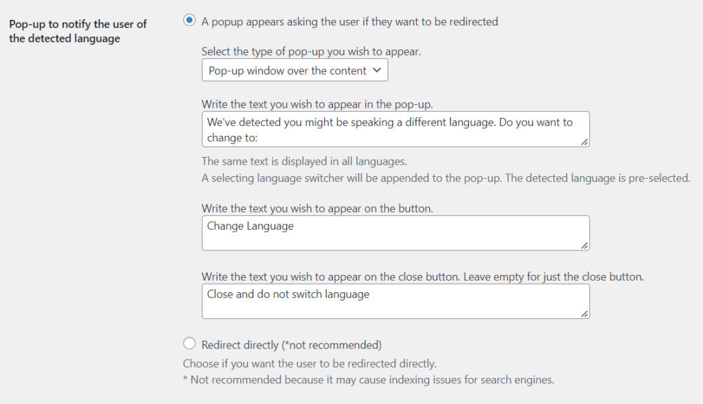 Automatic User Language Detection Types