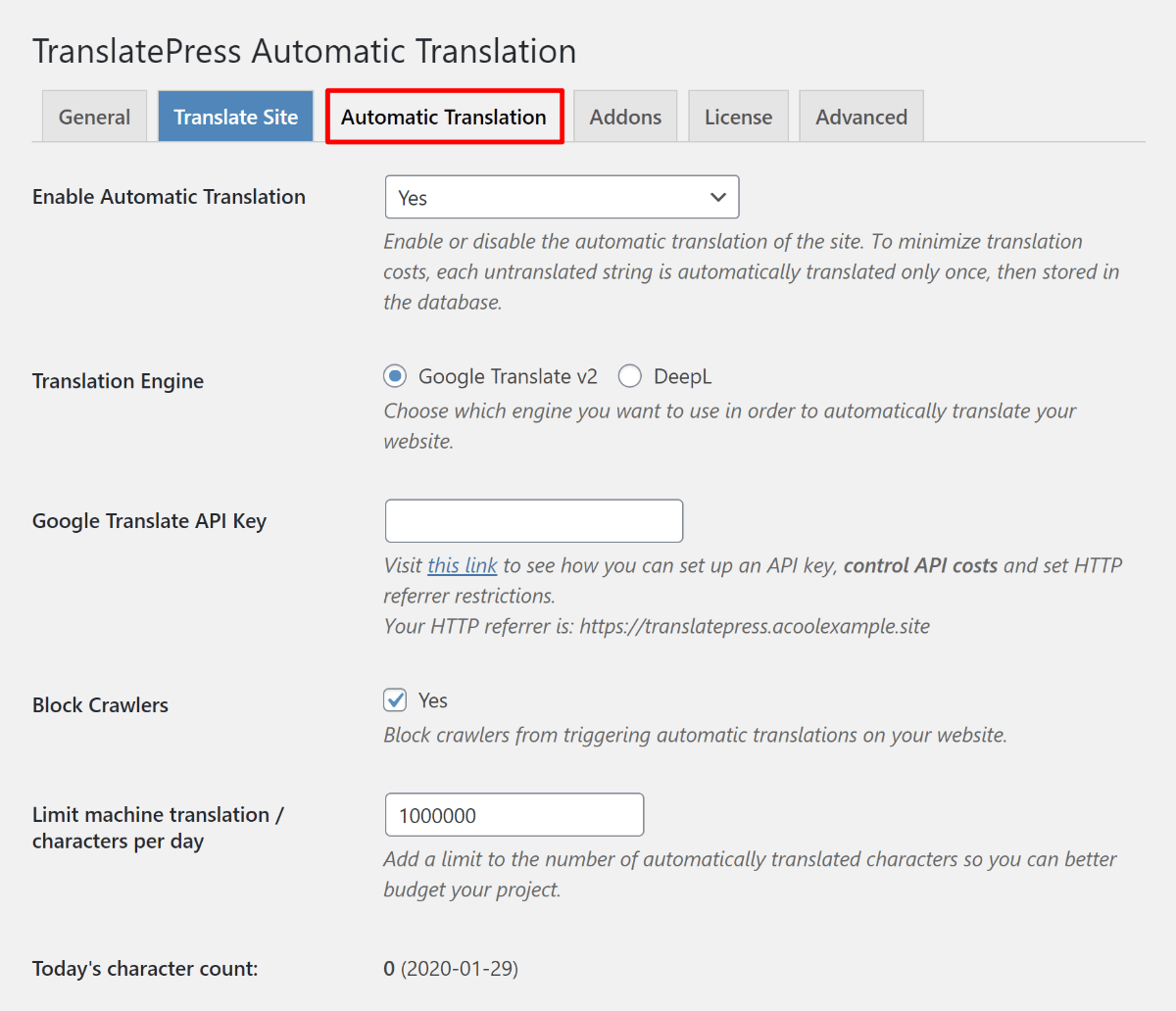 Automatic translations