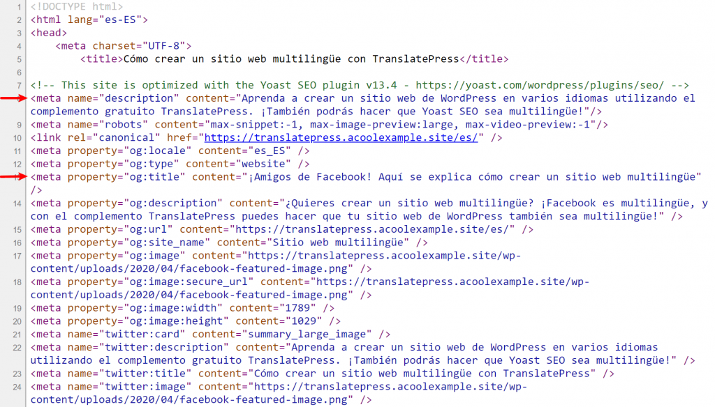 translated yoast seo metadata