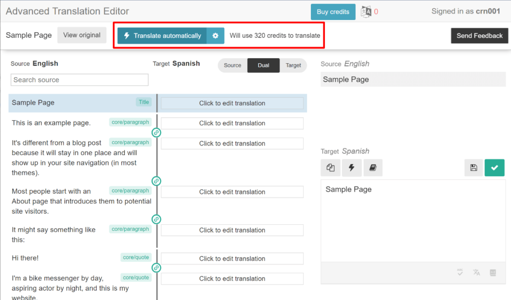 WPML automatic translation