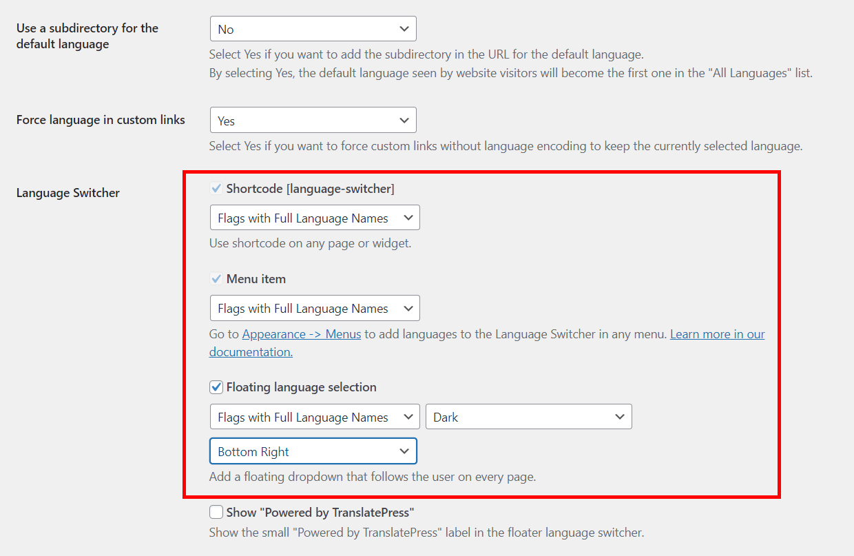 translatepress translate wordpress plugin customize language switcher