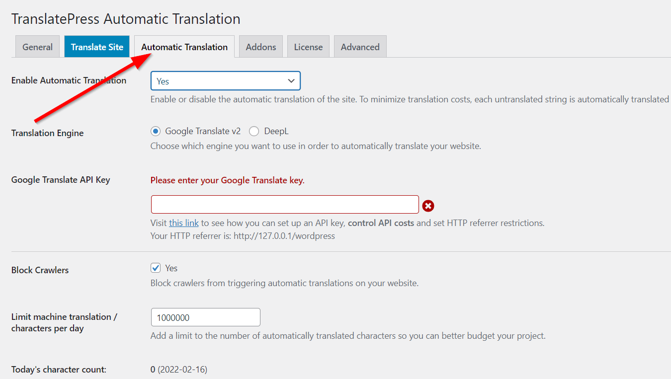 translatepress wordpress multilingual plugin enable automatic translation