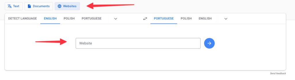 Google Translate website